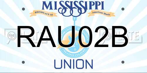 RAU02B Mississippi License Plate