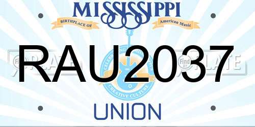RAU2037 Mississippi License Plate