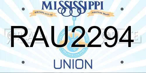RAU2294 Mississippi License Plate