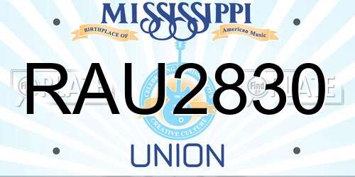 RAU2830 Mississippi License Plate