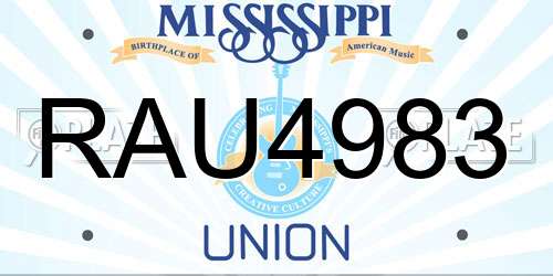RAU4983 Mississippi License Plate