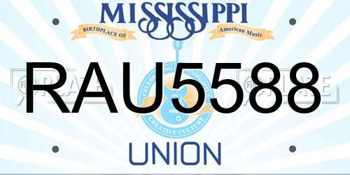RAU5588 Mississippi License Plate