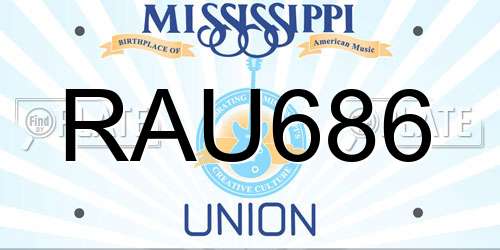 RAU686 Mississippi License Plate