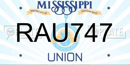 RAU747 Mississippi License Plate