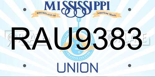 RAU9383 Mississippi License Plate