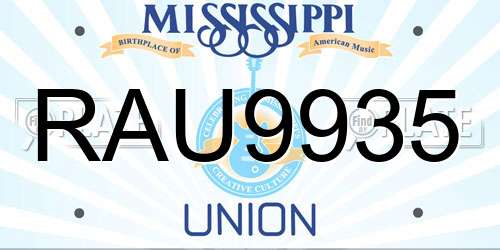 RAU9935 Mississippi License Plate