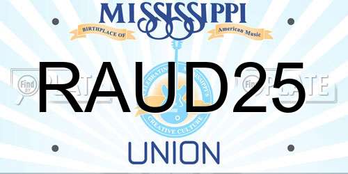 RAUD25 Mississippi License Plate