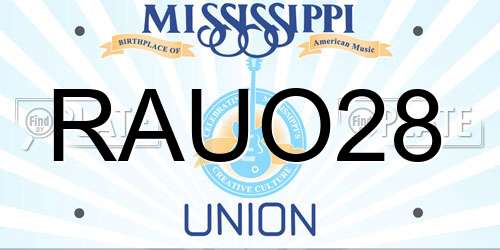 RAUO28 Mississippi License Plate