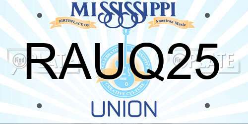 RAUQ25 Mississippi License Plate