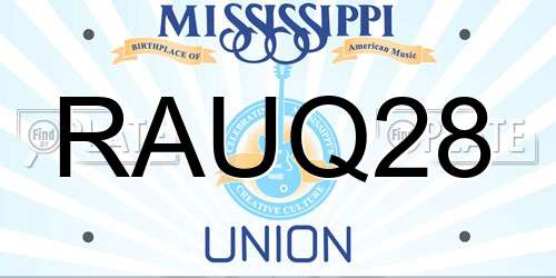 RAUQ28 Mississippi License Plate