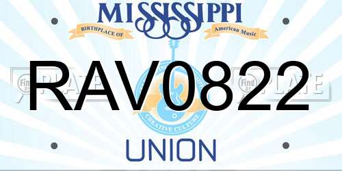 RAV0822 Mississippi License Plate