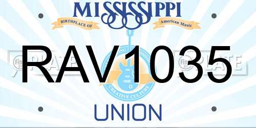 RAV1035 Mississippi License Plate