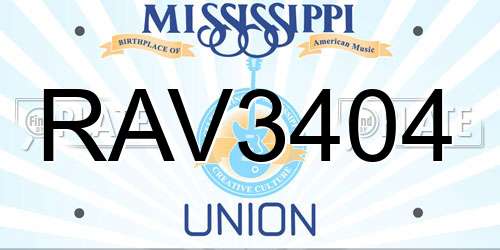 RAV3404 Mississippi License Plate