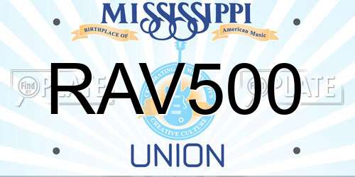 RAV500 Mississippi License Plate