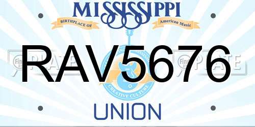 RAV5676 Mississippi License Plate