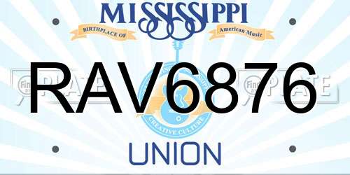 RAV6876 Mississippi License Plate