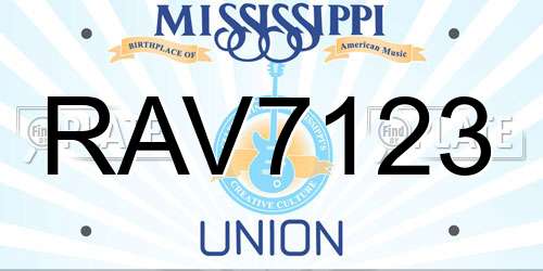 RAV7123 Mississippi License Plate