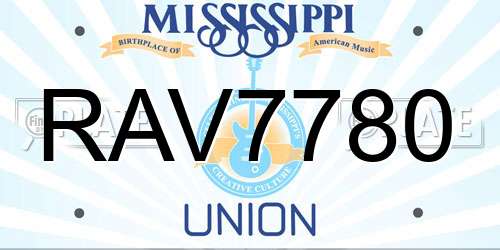 RAV7780 Mississippi License Plate