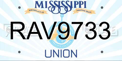 RAV9733 Mississippi License Plate