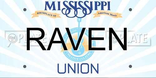 RAVEN Mississippi License Plate