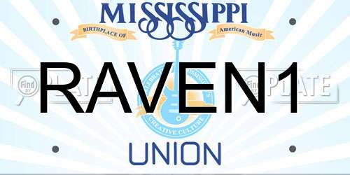 RAVEN1 Mississippi License Plate