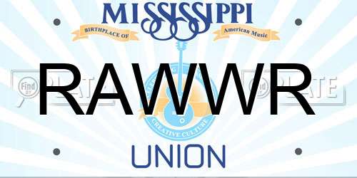 RAWWR Mississippi License Plate