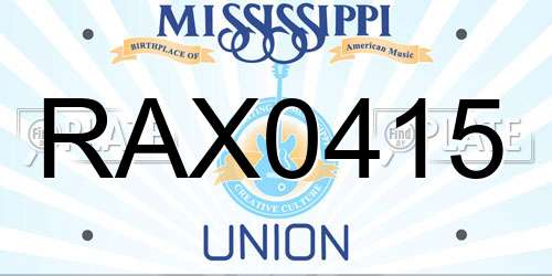 RAX0415 Mississippi License Plate