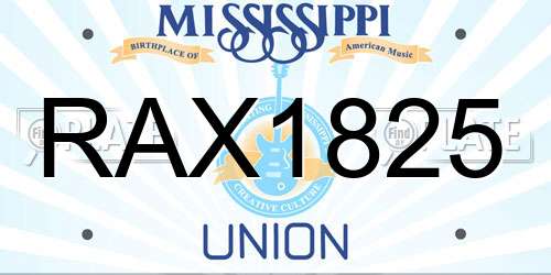 RAX1825 Mississippi License Plate