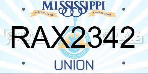 RAX2342 Mississippi License Plate