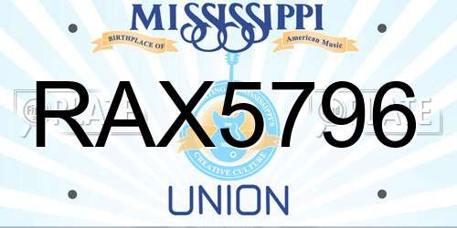 RAX5796 Mississippi License Plate