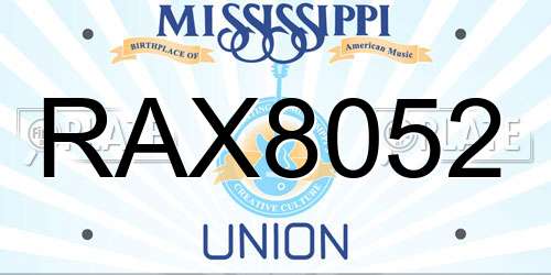 RAX8052 Mississippi License Plate