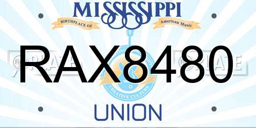 RAX8480 Mississippi License Plate