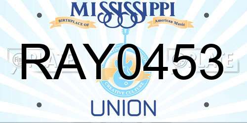 RAY0453 Mississippi License Plate