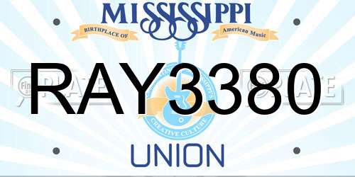RAY3380 Mississippi License Plate