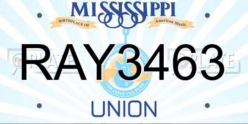 RAY3463 Mississippi License Plate