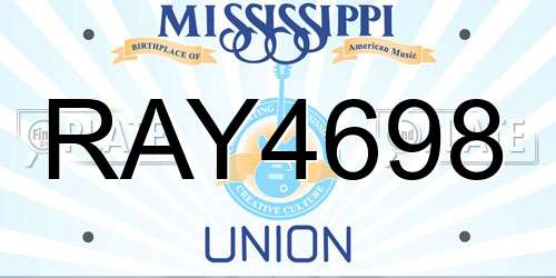 RAY4698 Mississippi License Plate