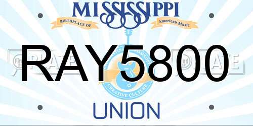 RAY5800 Mississippi License Plate
