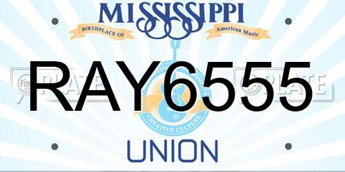 RAY6555 Mississippi License Plate