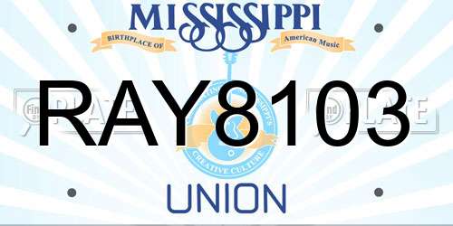 RAY8103 Mississippi License Plate