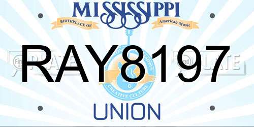 RAY8197 Mississippi License Plate