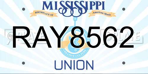 RAY8562 Mississippi License Plate