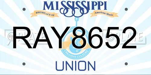 RAY8652 Mississippi License Plate