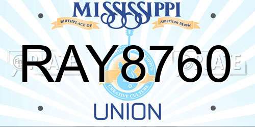 RAY8760 Mississippi License Plate