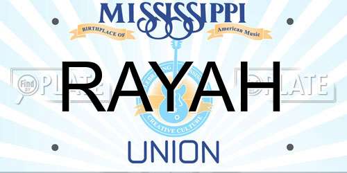 RAYAH Mississippi License Plate