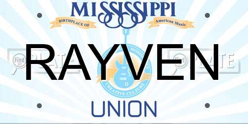 RAYVEN Mississippi License Plate