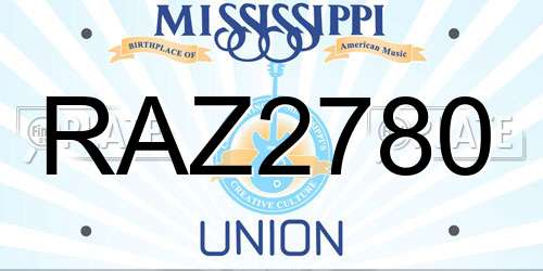 RAZ2780 Mississippi License Plate
