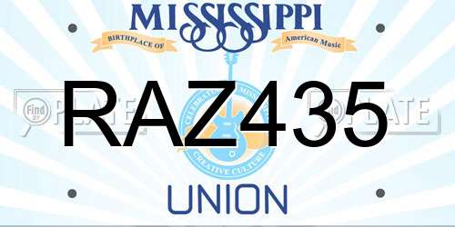 RAZ435 Mississippi License Plate