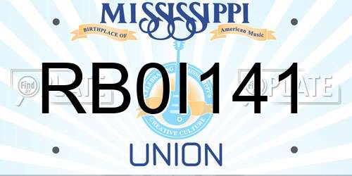 RB0I141 Mississippi License Plate