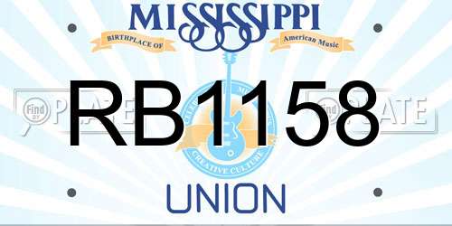 RB1158 Mississippi License Plate