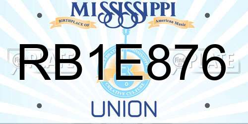 RB1E876 Mississippi License Plate